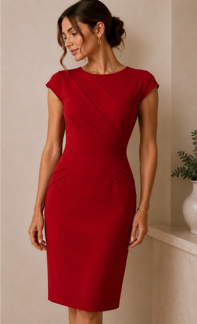Betsey Johnson Red Draped Faux Wrap Sheath Dress Size 6